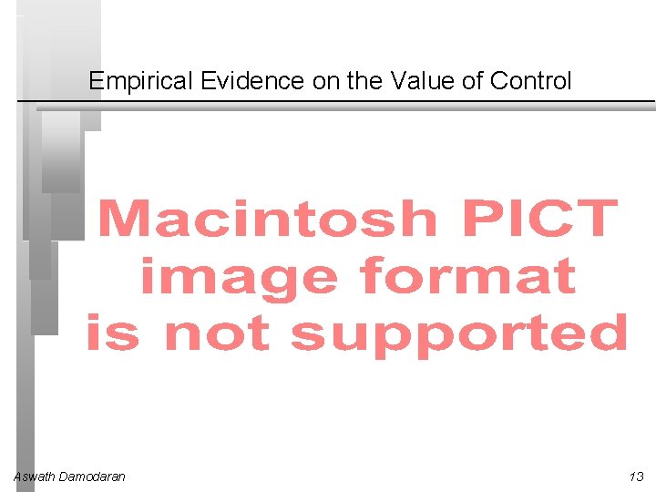 Empirical Evidence on the Value of Control Aswath Damodaran 13 