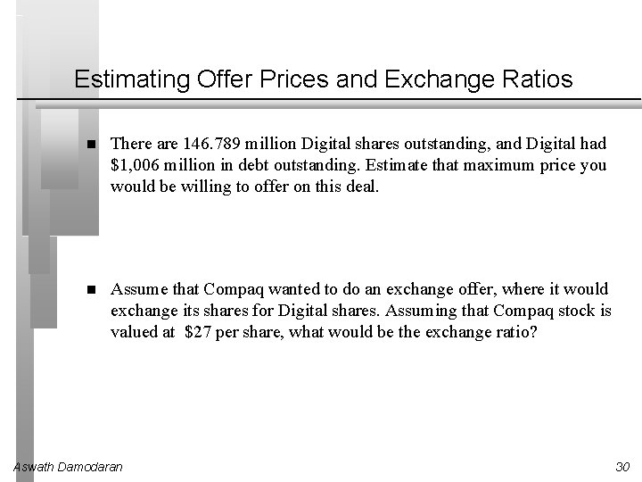 Estimating Offer Prices and Exchange Ratios There are 146. 789 million Digital shares outstanding,