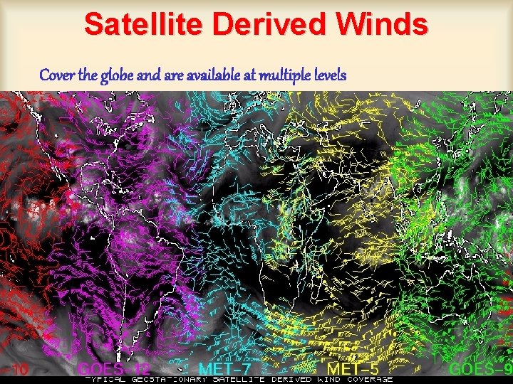 Satellite Derived Winds Cover the globe and are available at multiple levels 