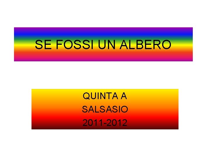 SE FOSSI UN ALBERO QUINTA A SALSASIO 2011 -2012 