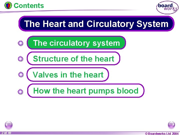 Contents The Heart and Circulatory System The circulatory system Structure of the heart Valves