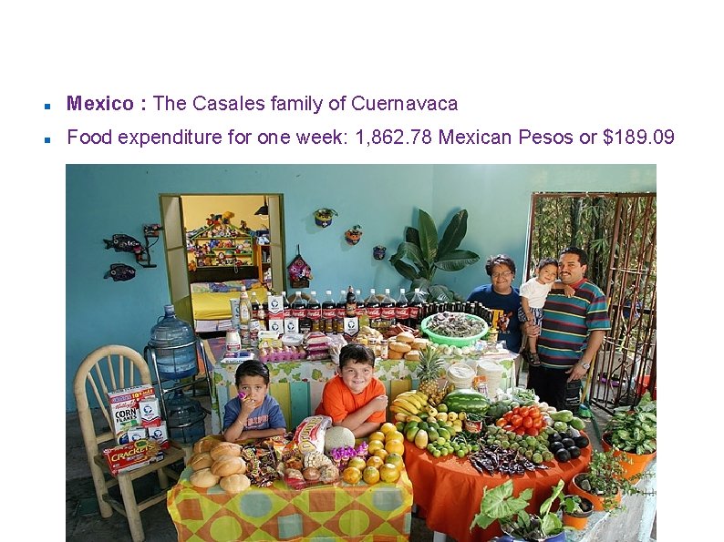 ”Hungry Planet: what the world eats” Mexico : The Casales family of Cuernavaca Food