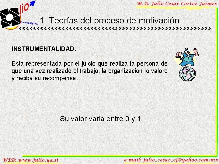 1. Teorías del proceso de motivación INSTRUMENTALIDAD. Esta representada por el juicio que realiza