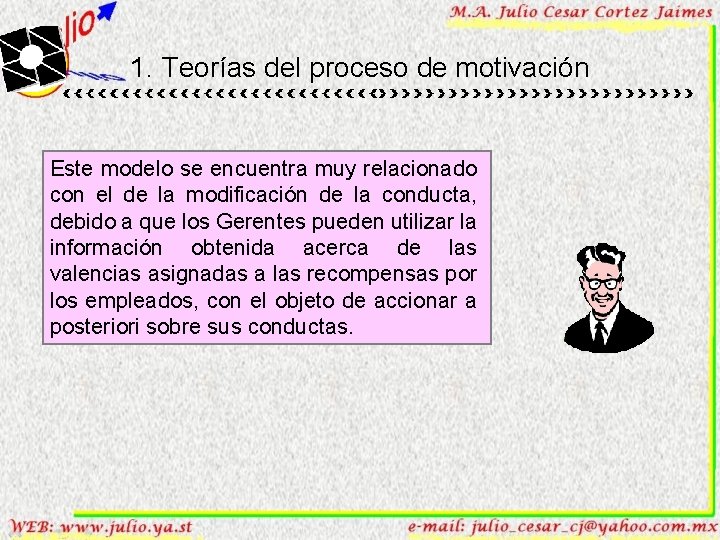 1. Teorías del proceso de motivación Este modelo se encuentra muy relacionado con el