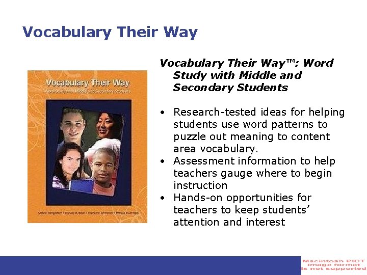 Vocabulary Their Way™: Word Study with Middle and Secondary Students • Research-tested ideas for Vocabulary Their Way™: Word Study with Middle and Secondary Students • Research-tested ideas for