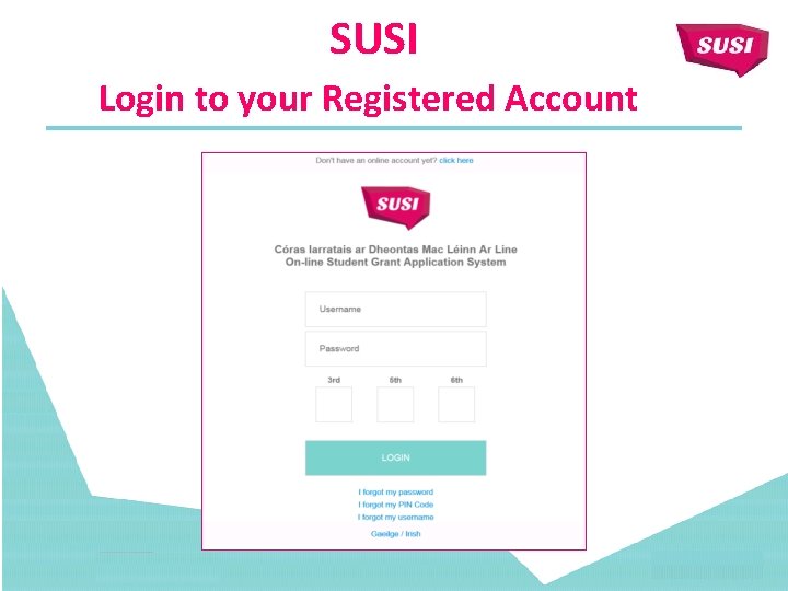 SUSI Login to your Registered Account 