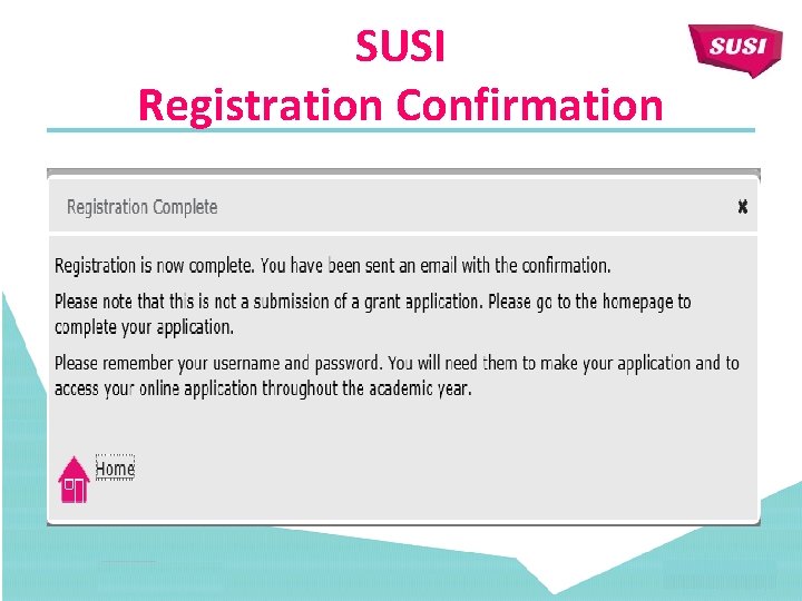 SUSI Registration Confirmation 