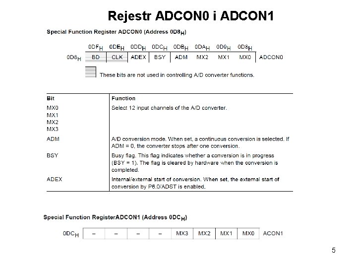 Rejestr ADCON 0 i ADCON 1 5 