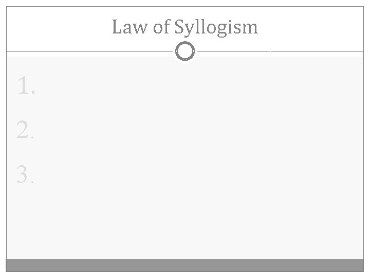 Law of Syllogism 1. 2. 3. 