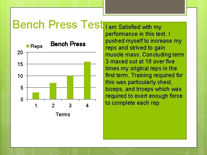 Bench Press Test I am Satisfied with my Reps Bench Press 20 15 10