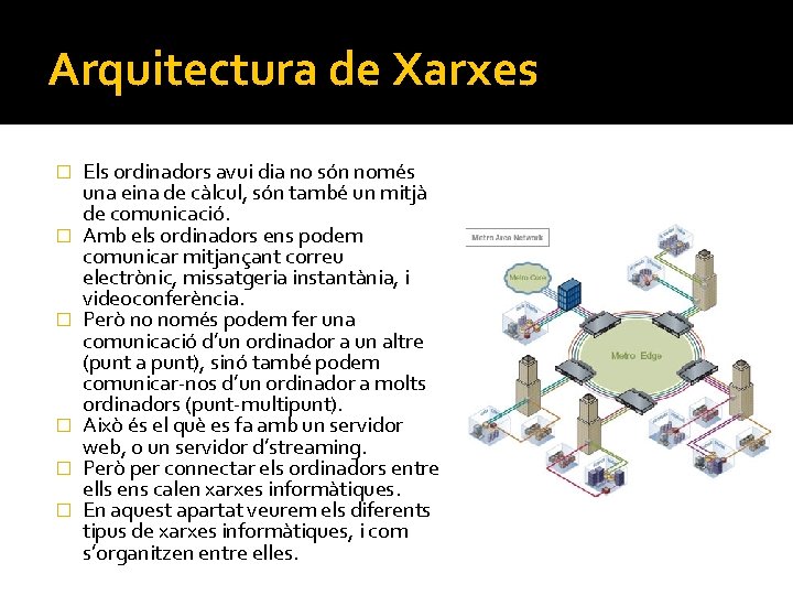 Arquitectura de Xarxes � � � Els ordinadors avui dia no són només una