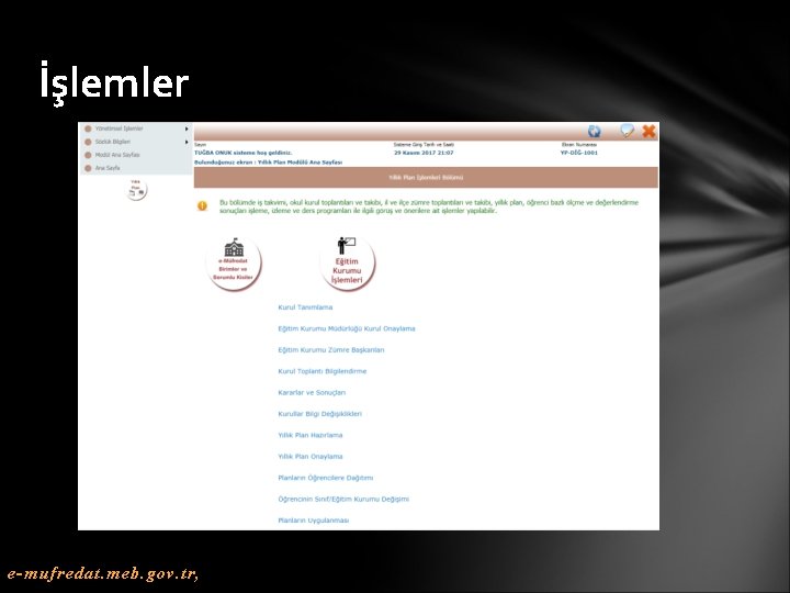 İşlemler e-mufredat. meb. gov. tr, 
