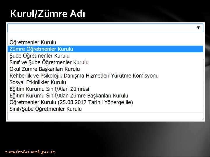 Kurul/Zümre Adı e-mufredat. meb. gov. tr, 