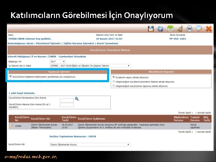 Katılımcıların Görebilmesi İçin Onaylıyorum e-mufredat. meb. gov. tr, 