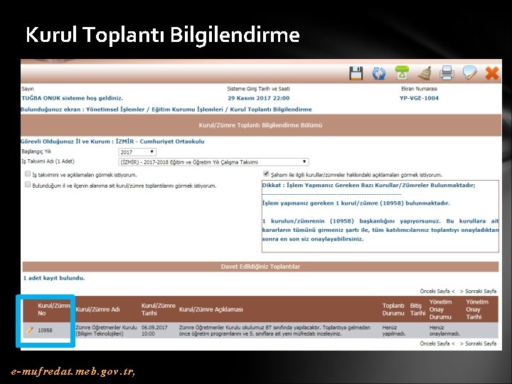 Kurul Toplantı Bilgilendirme e-mufredat. meb. gov. tr, 