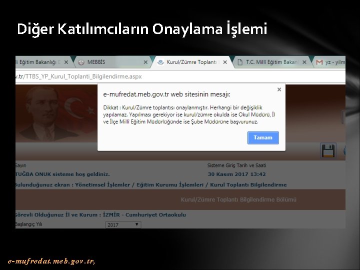 Diğer Katılımcıların Onaylama İşlemi e-mufredat. meb. gov. tr, 