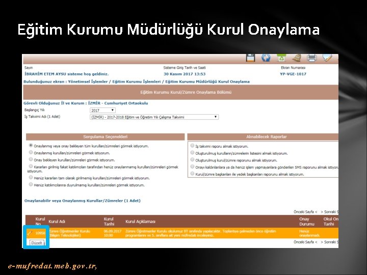 Eğitim Kurumu Müdürlüğü Kurul Onaylama e-mufredat. meb. gov. tr, 