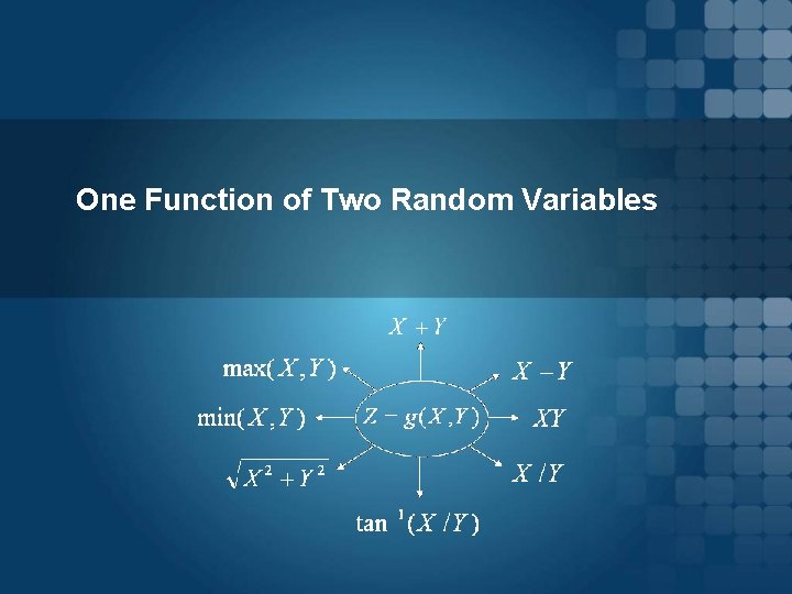 One Function of Two Random Variables 