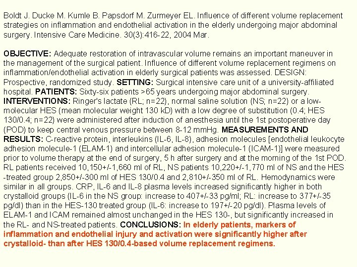 Boldt J. Ducke M. Kumle B. Papsdorf M. Zurmeyer EL. Influence of different volume Boldt J. Ducke M. Kumle B. Papsdorf M. Zurmeyer EL. Influence of different volume