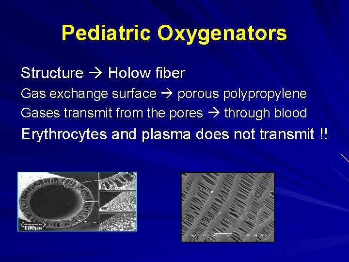 Pediatric Oxygenators Structure Holow fiber Gas exchange surface porous polypropylene Gases transmit from the