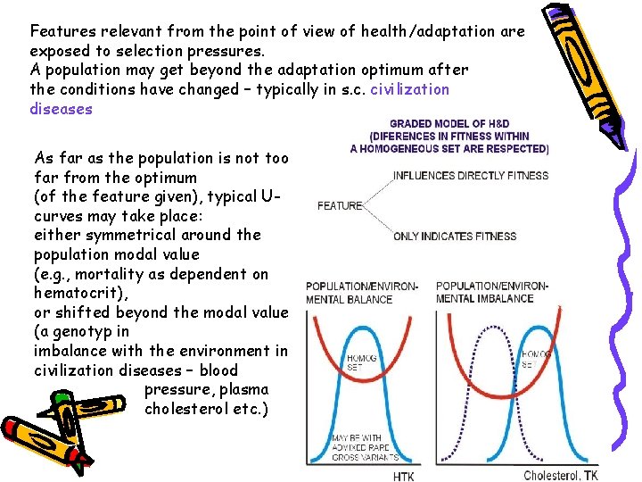 Features relevant from the point of view of health/adaptation are exposed to selection pressures.