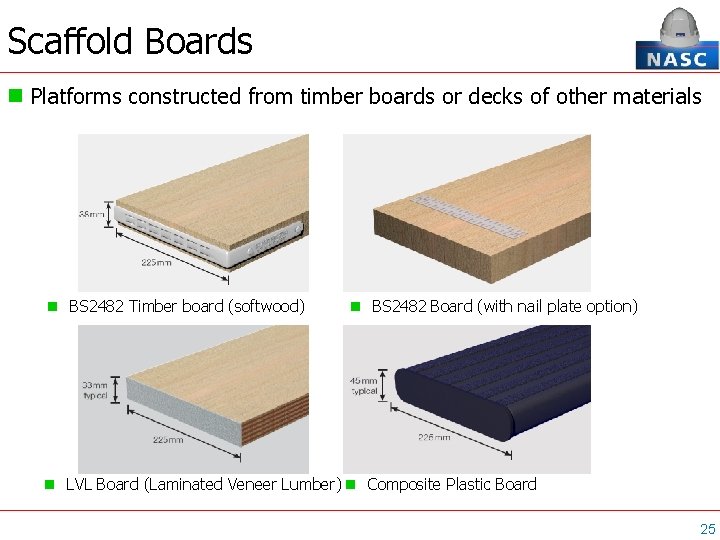 Scaffold Boards Platforms constructed from timber boards or decks of other materials BS 2482