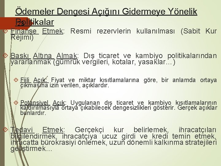 Ödemeler Dengesi Açığını Gidermeye Yönelik Politikalar 23 Finanse Etmek: Resmi rezervlerin kullanılması (Sabit Kur Ödemeler Dengesi Açığını Gidermeye Yönelik Politikalar 23 Finanse Etmek: Resmi rezervlerin kullanılması (Sabit Kur