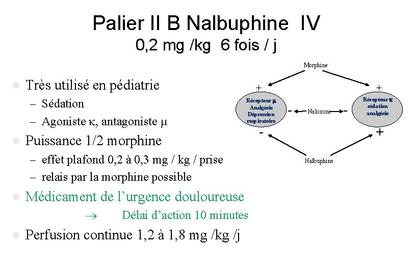 Palier II B Nalbuphine IV 0, 2 mg /kg 6 fois / j Morphine Palier II B Nalbuphine IV 0, 2 mg /kg 6 fois / j Morphine