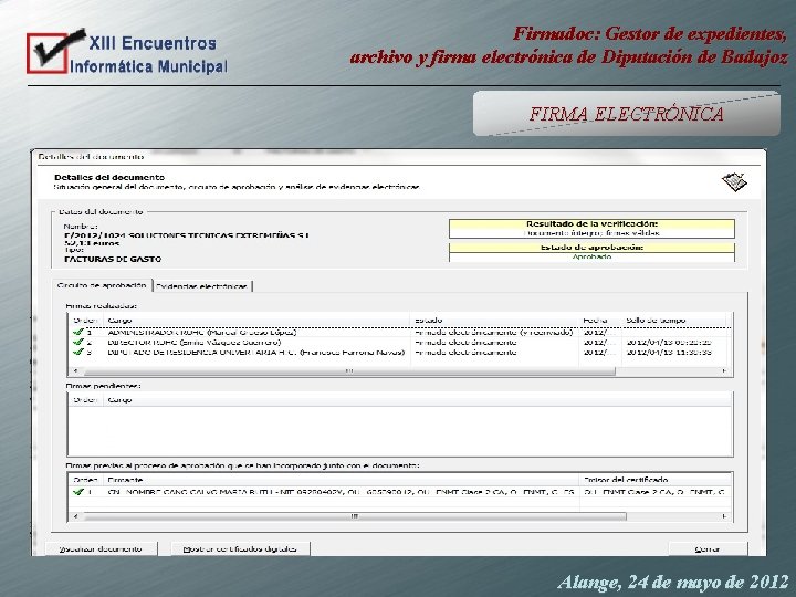 Firmadoc: Gestor de expedientes, archivo y firma electrónica de Diputación de Badajoz FIRMA ELECTRÓNICA