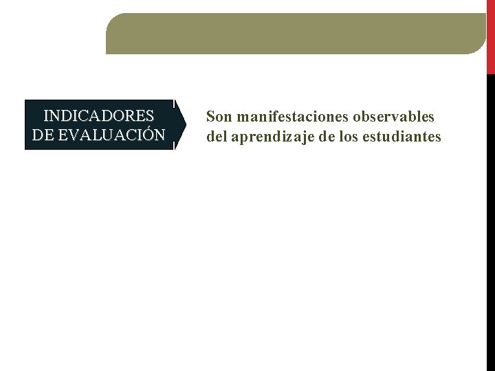 INDICADORES DE EVALUACIÓN Son manifestaciones observables del aprendizaje de los estudiantes 