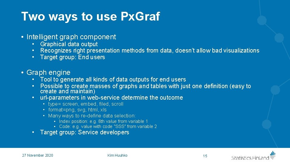 Two ways to use Px. Graf • Intelligent graph component • Graphical data output Two ways to use Px. Graf • Intelligent graph component • Graphical data output