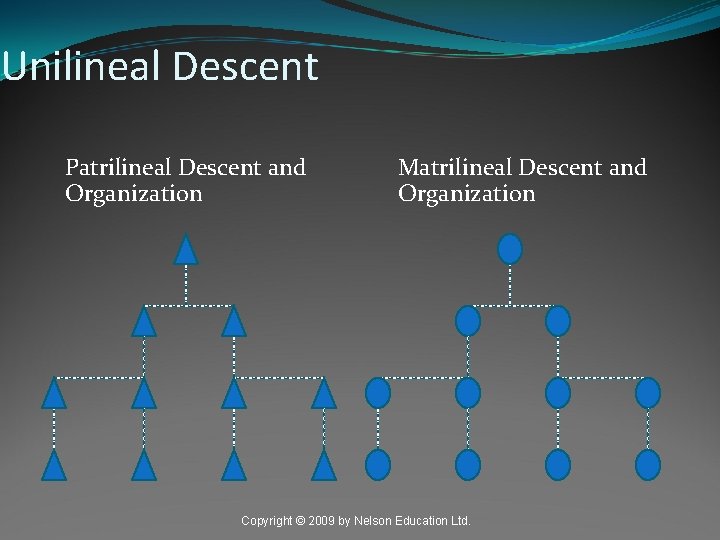 Unilineal Descent Patrilineal Descent and Organization Matrilineal Descent and Organization Copyright © 2009 by
