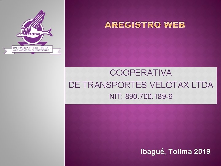 COOPERATIVA DE TRANSPORTES VELOTAX LTDA NIT: 890. 700. 189 -6 Ibagué, Tolima 2019 