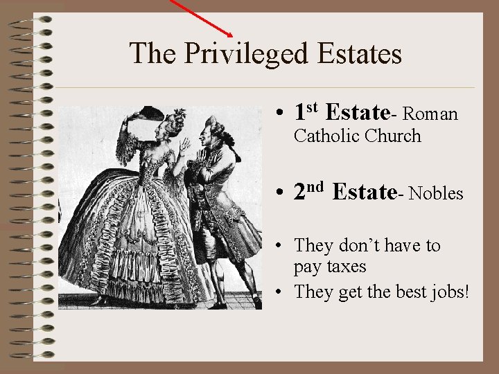 The Privileged Estates • 1 st Estate- Roman Catholic Church • 2 nd Estate-