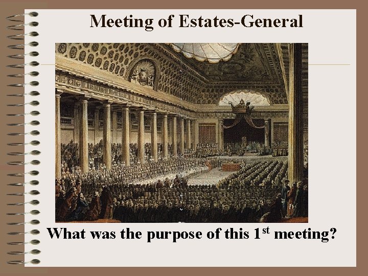 Meeting of Estates-General What was the purpose of this 1 st meeting? 