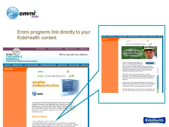 Emmi programs link directly to your Kids. Health content 