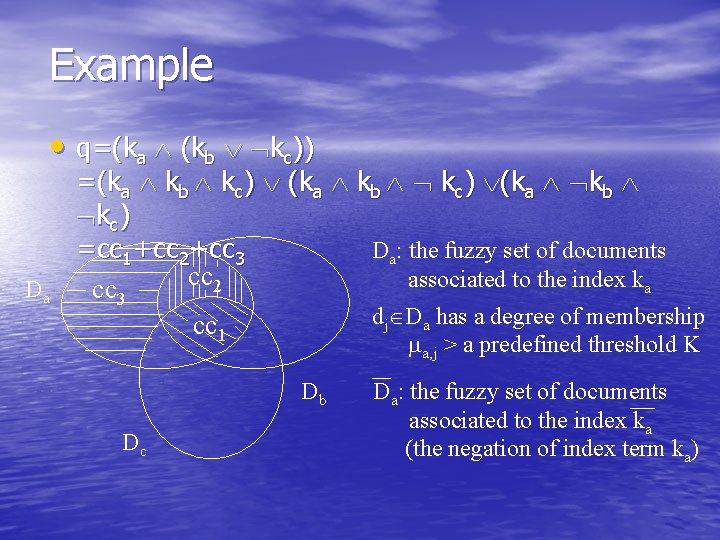 Example • q=(ka (kb kc)) Da =(ka kb kc) (ka kb kc) (ka kb