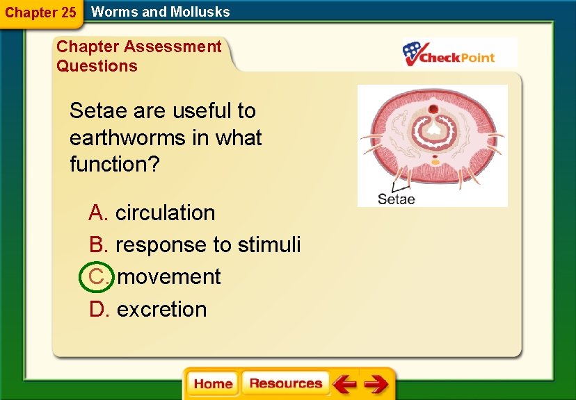 Chapter 25 Worms and Mollusks Chapter Assessment Questions Setae are useful to earthworms in