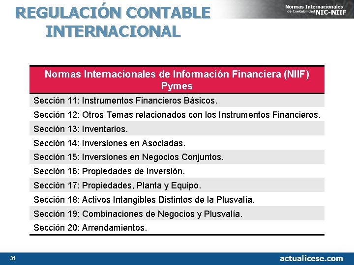 REGULACIÓN CONTABLE INTERNACIONAL Normas Internacionales de Información Financiera (NIIF) Pymes Sección 11: Instrumentos Financieros REGULACIÓN CONTABLE INTERNACIONAL Normas Internacionales de Información Financiera (NIIF) Pymes Sección 11: Instrumentos Financieros
