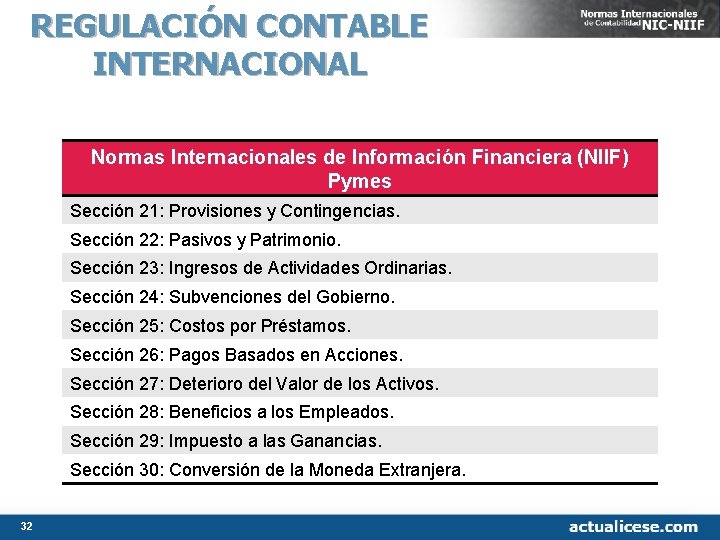 REGULACIÓN CONTABLE INTERNACIONAL Normas Internacionales de Información Financiera (NIIF) Pymes Sección 21: Provisiones y REGULACIÓN CONTABLE INTERNACIONAL Normas Internacionales de Información Financiera (NIIF) Pymes Sección 21: Provisiones y