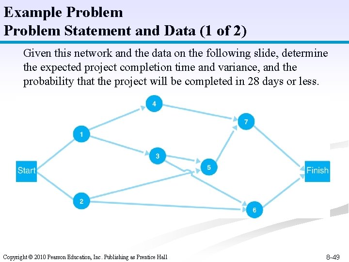 Example Problem Statement and Data (1 of 2) Given this network and the data