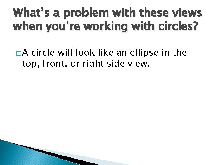 What’s a problem with these views when you’re working with circles? �A circle will