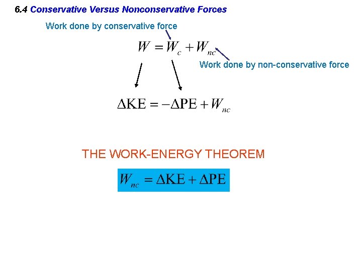 6. 4 Conservative Versus Nonconservative Forces Work done by conservative force Work done by