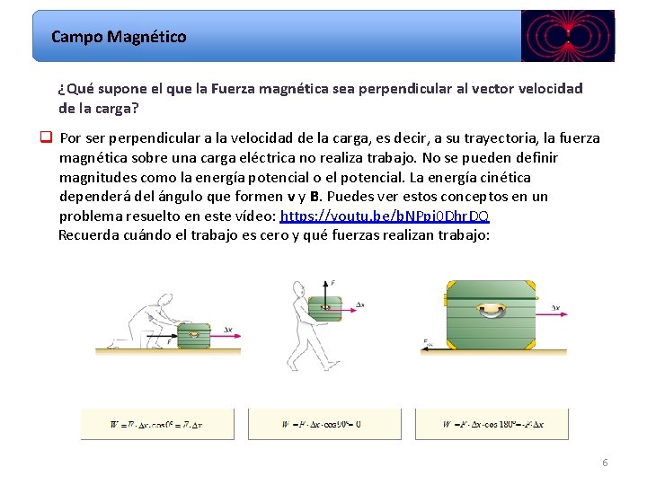 Campo Magnético ¿Qué supone el que la Fuerza magnética sea perpendicular al vector velocidad