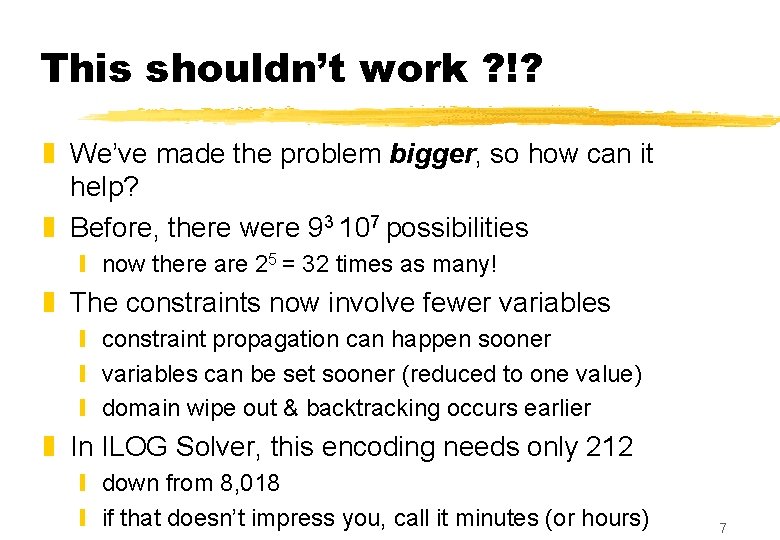 This shouldn’t work ? !? z We’ve made the problem bigger, so how can This shouldn’t work ? !? z We’ve made the problem bigger, so how can