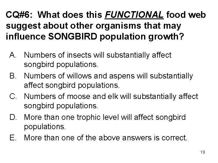 CQ#6: What does this FUNCTIONAL food web suggest about other organisms that may influence