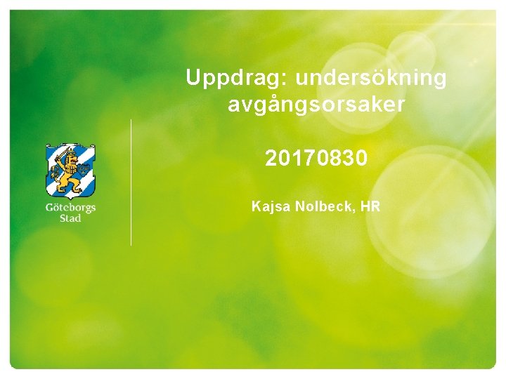 Uppdrag: undersökning avgångsorsaker 20170830 Kajsa Nolbeck, HR 