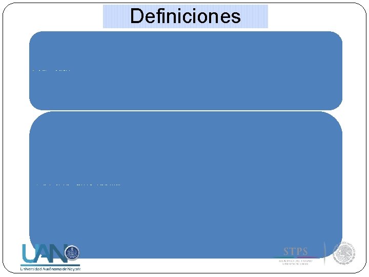 Definiciones Agente: El elemento físico, químico o biológico que por ausencia o presencia en