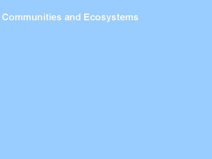 Communities and Ecosystems 