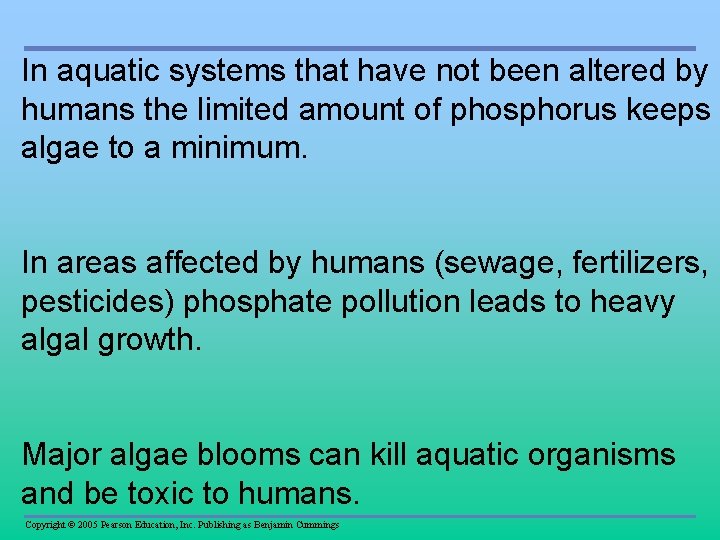 In aquatic systems that have not been altered by humans the limited amount of